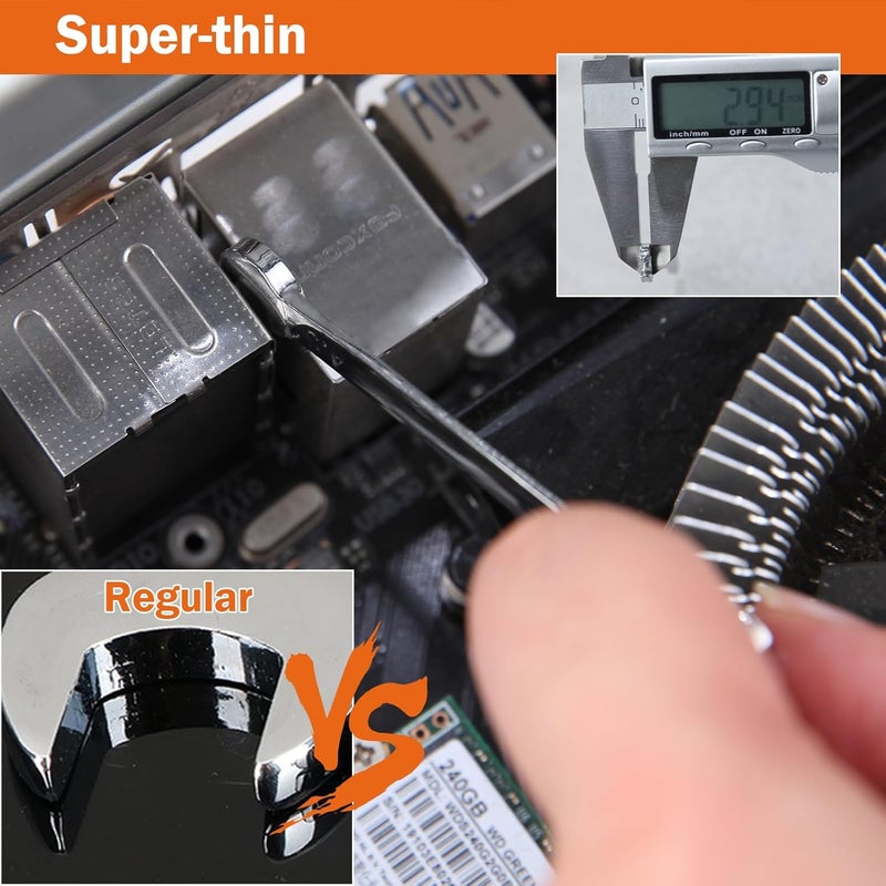 LEONTOOL Mini Double Open End Wrench Set Metric and SAE 20 Pcs 4-11mm & 5/32" to 7/16" Mirror Chrome Finish Super Thin Open Ended Spanner Double Angle Head with Portable Storage Pouches - Image 4